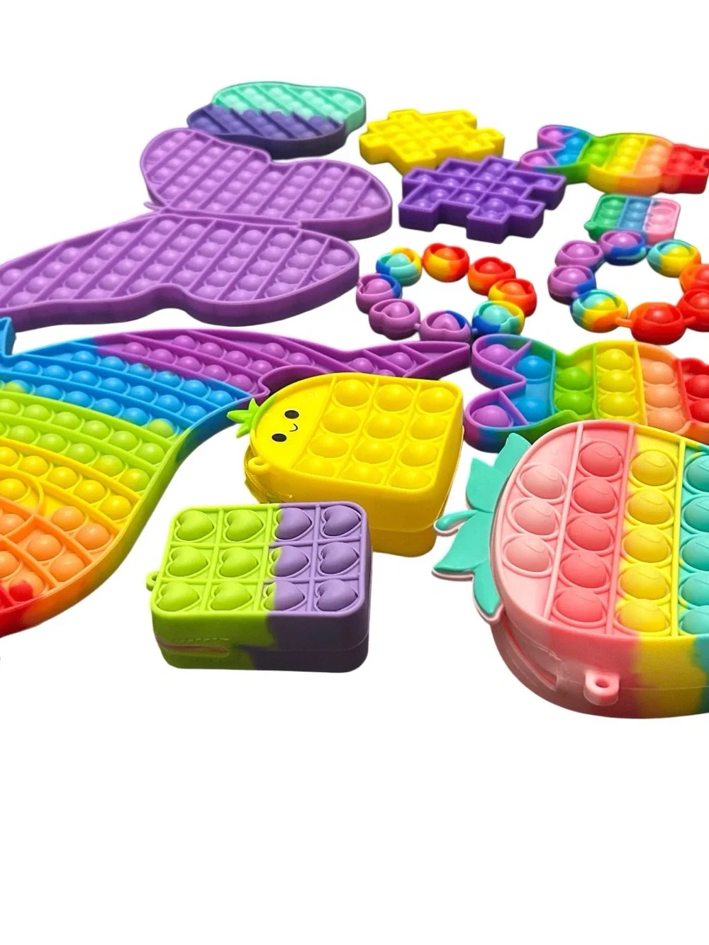Lot Of 13 Viral Fidget Pop It Toys Autism Anxiety Stress Relieving Bracelet Bags